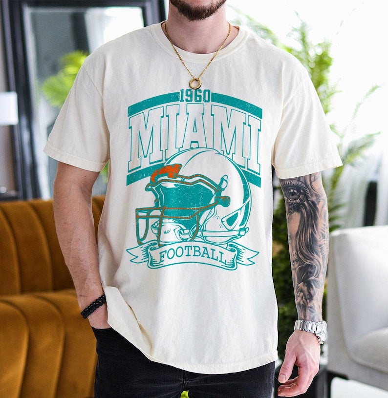 Vintage 90s Style Miami Football Sweatshirt, Game Day Shirt, Miami Team Football Shirt, Sunday Miami, Miami Football