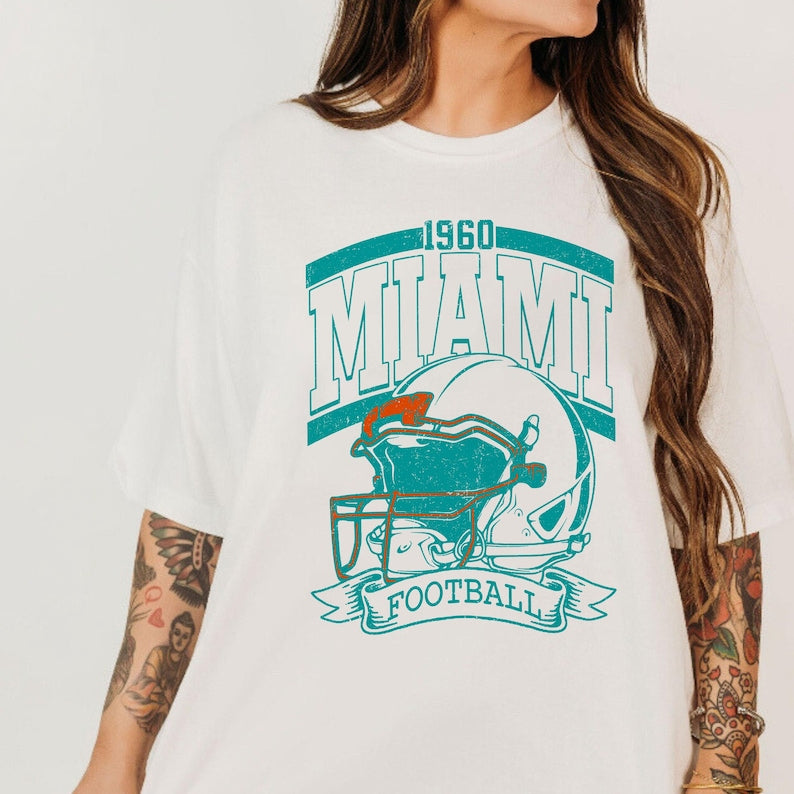 Vintage 90s Style Miami Football Sweatshirt, Game Day Shirt, Miami Team Football Shirt, Sunday Miami, Miami Football
