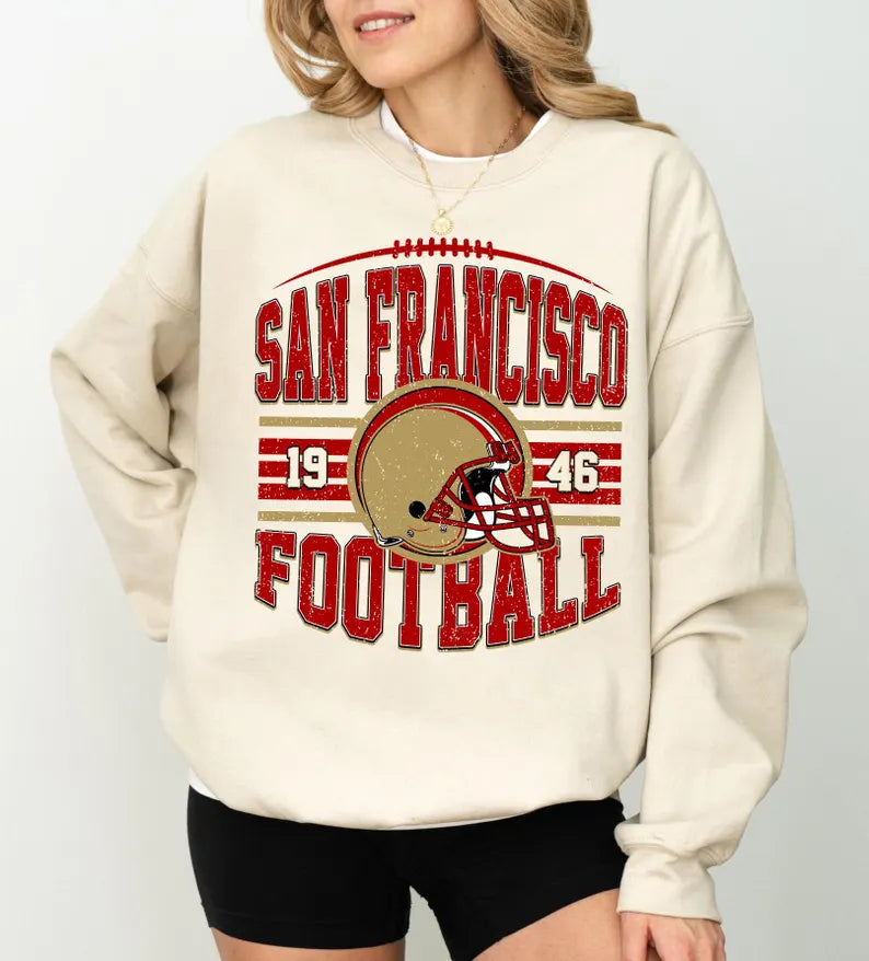San Francisco Football Vintage 90s Style Football Sweatshirt, San Francisco Super Bowl Champions Shirt, Sunday Football Shirt, San Francisco Shirt