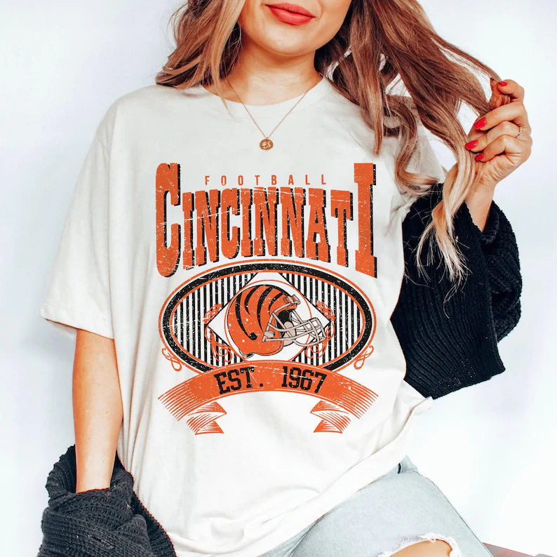 Cincinnati Football Vintage 90s Style Sweatshirt, Cincinnati Football Shirt, Sunday Football Shirt, Cincinnati Crewneck Sweatshirt, Game Day