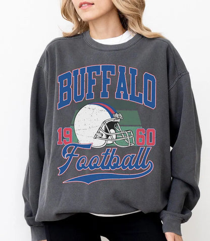 Buffalo Vintage 90s Style Football Sweatshirt, Buffalo Football Shirt, Sunday Football Shirt, Retro Buffalo Crewneck Sweatshirt, Game Day