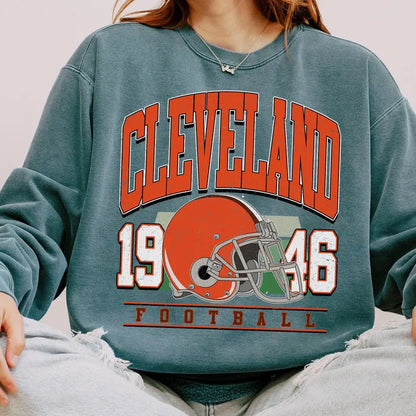 Cleveland Retro 90s Style Football Sweatshirt, Cleveland Football Shirt, Sunday Football Shirt, Cleveland Crewneck Tee, Game Day Shirt