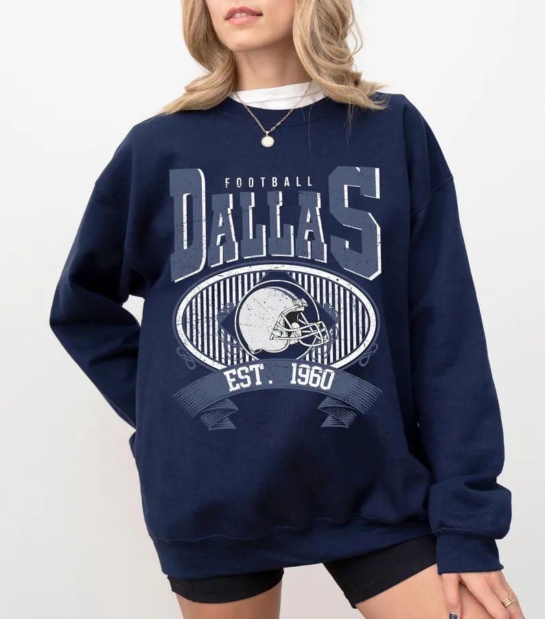 Dallas Vintage 90s Style Football Sweatshirt, Dallas Football Shirt, Sunday Football Shirt, Retro Dallas Crewneck Sweatshirt, Game Day Shirt