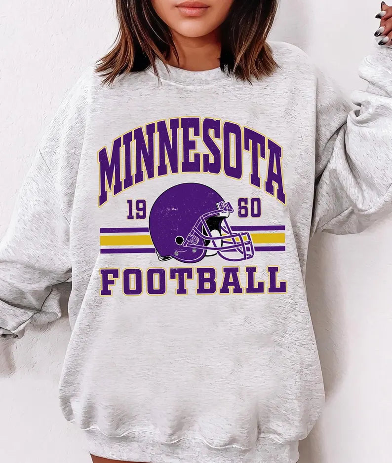 Minnesota Vintage 90s Style Football Sweatshirt, Minnesota Football Shirt, Sunday Football Shirt, Minnesota Crewneck Sweatshirt, Game Day