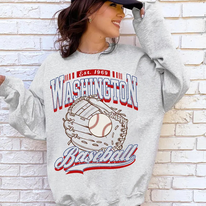 Washington Football Sweatshirt, Retro Washington Baseball 90s Style Shirt, Washington Game Day Tee, Throwback Washington Shirt, Baseball Mom