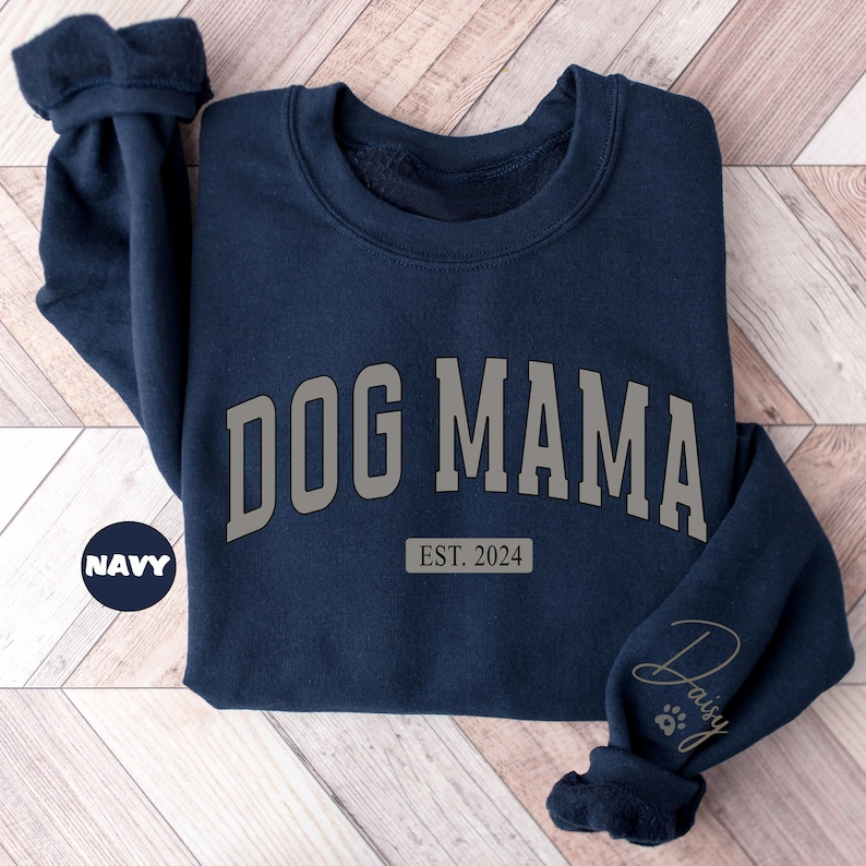 Personalized Dog Mama Sweatshirt, Custom Dog Mom Hoodie, Cat Lover Women Outfit, Pet Owner Clothing With Pets Names On Sleeve, Birthday Gift