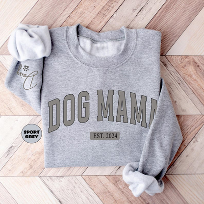 Personalized Dog Mama Sweatshirt, Custom Dog Mom Hoodie, Cat Lover Women Outfit, Pet Owner Clothing With Pets Names On Sleeve, Birthday Gift