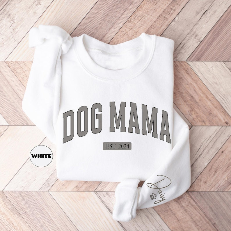Personalized Dog Mama Sweatshirt, Custom Dog Mom Hoodie, Cat Lover Women Outfit, Pet Owner Clothing With Pets Names On Sleeve, Birthday Gift