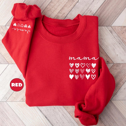 Personalized Mama Sweatshirt, Custom Mom Hoodie With Names On Sleeve, Pregnancy Announcement Momma Outfit, New Mommy Clothing, Birthday Gift
