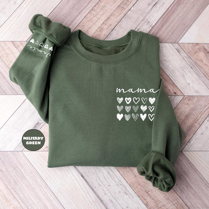 Personalized Mama Sweatshirt, Custom Mom Hoodie With Names On Sleeve, Pregnancy Announcement Momma Outfit, New Mommy Clothing, Birthday Gift