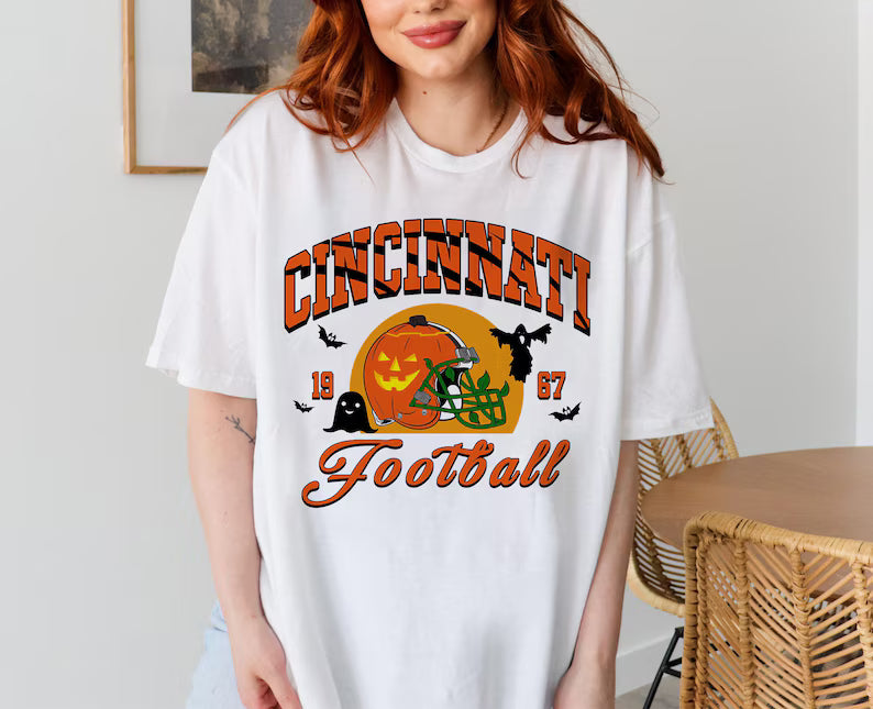 Cincinnati Halloween Football Sweatshirt, Game Day Shirt, 90s Cincinnati Football Game Day Shirt, Football Fan Gift, Football Season Shirt