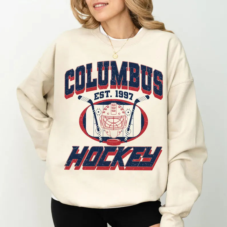 Columbus Football Sweatshirt, Hockey Team Shirt, Columbus NHL Shirt, Gameday Sweatshirt, Retro Columbus Hockey Fan Shirt, Hockey Mom