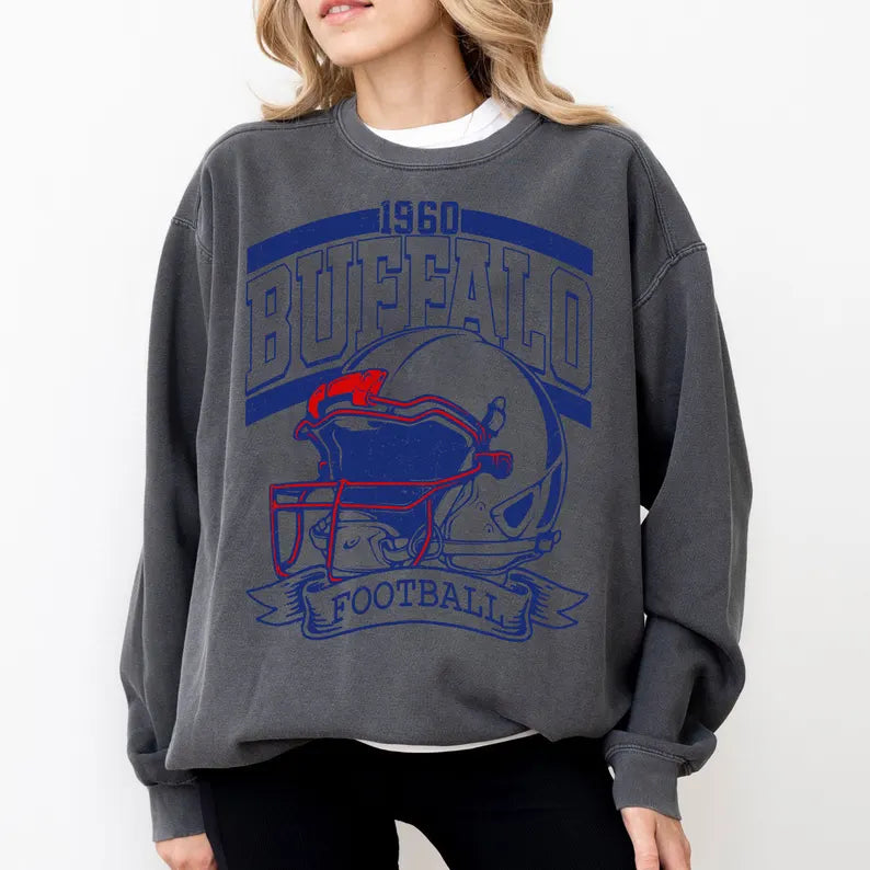 Vintage 90s Style Buffalo Football Sweatshirt, Game Day Shirt, Buffalo Team Football Shirt, Sunday Buffalo, Sport Shirt, Buffalo Football
