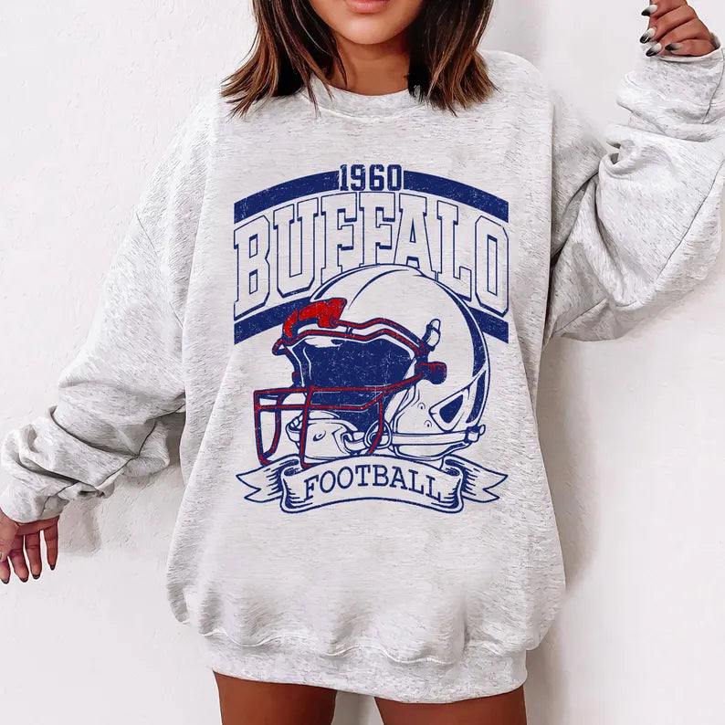 Vintage 90s Style Buffalo Football Sweatshirt, Game Day Shirt, Buffalo Team Football Shirt, Sunday Buffalo, Sport Shirt, Buffalo Football