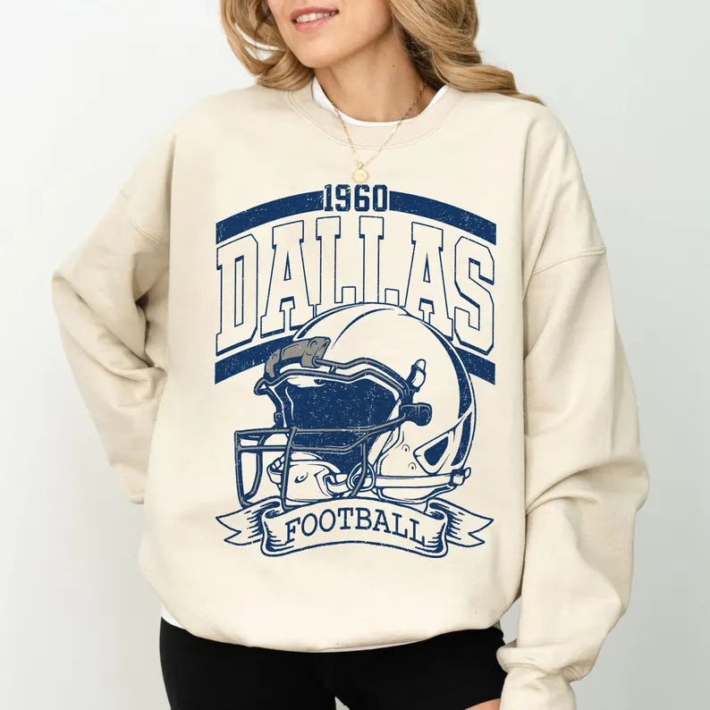 Vintage 90s Style Dallas Football Sweatshirt, Game Day Shirt, Dallas Team Football Shirt, Sunday Dallas, Dallas Football