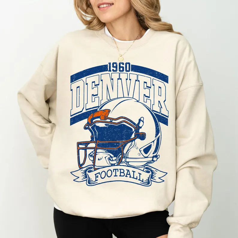 Vintage 90s Style Denver Football Sweatshirt, Game Day Shirt, Denver Team Football Shirt, Sunday Denver, Denver Football