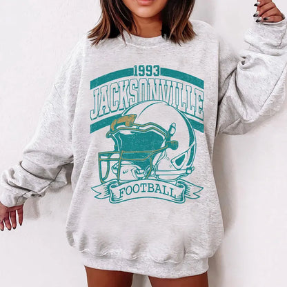 Vintage 90s Style Jacksonville Football Sweatshirt, Game Day, Jacksonville Team Football Shirt, Sunday Jacksonville, Jacksonville Football