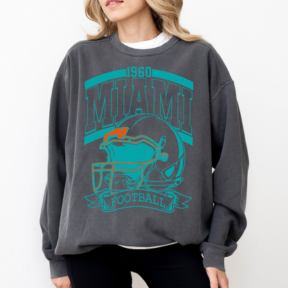 Vintage 90s Style Miami Football Sweatshirt, Game Day Shirt, Miami Team Football Shirt, Sunday Miami, Miami Football