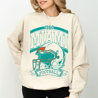 Vintage 90s Style Miami Football Sweatshirt, Game Day Shirt, Miami Team Football Shirt, Sunday Miami, Miami Football