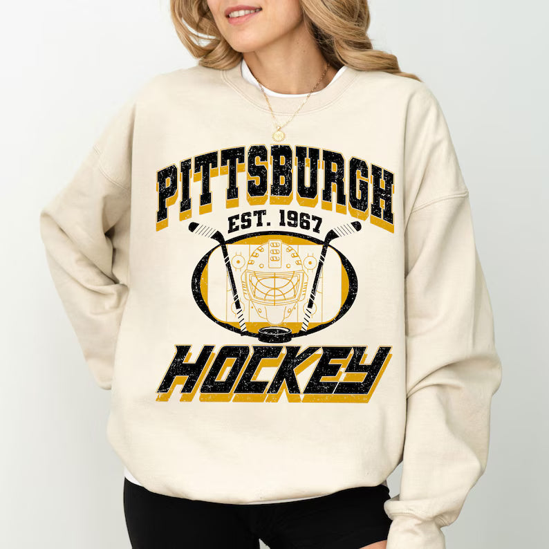 Pittsburgh Hockey Football Sweatshirt, Hockey Team Shirt, Pittsburgh NHL Shirt, Gameday Sweatshirt, Retro Pittsburgh Hockey Fan Shirt, Hockey Mom