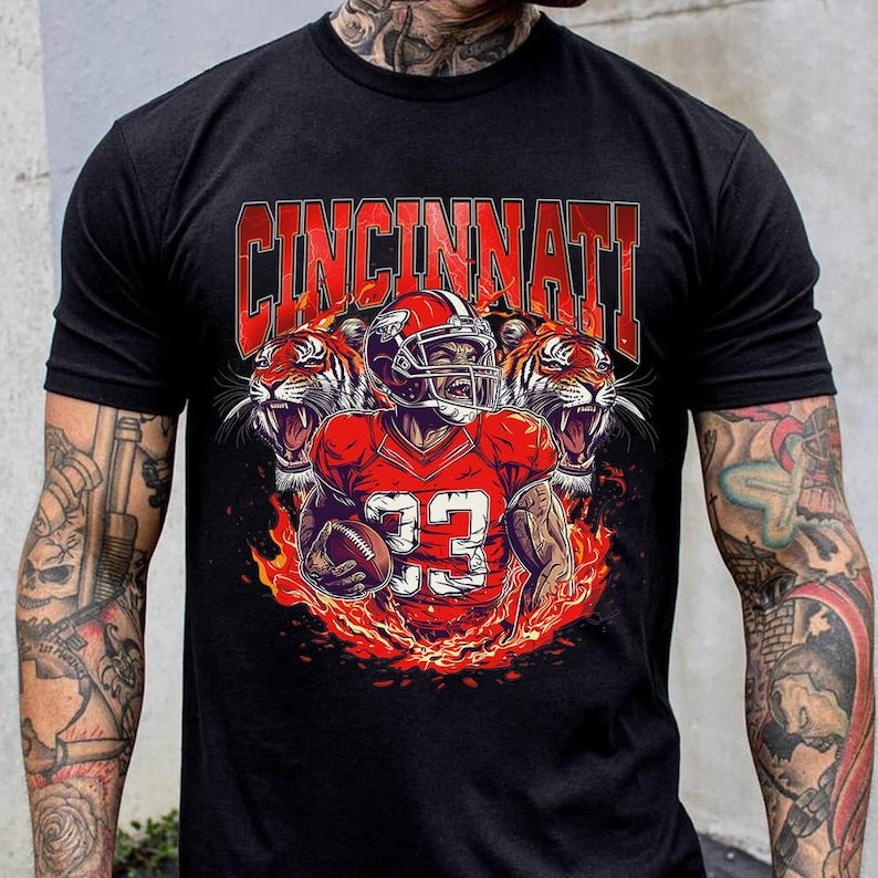 Cincinnati Graphic Football Sweatshirt, Vintage Cincinnati Football Shirt, Cincinnati Shirt, Football Shirt, Cincinnati Fans Gift Tee