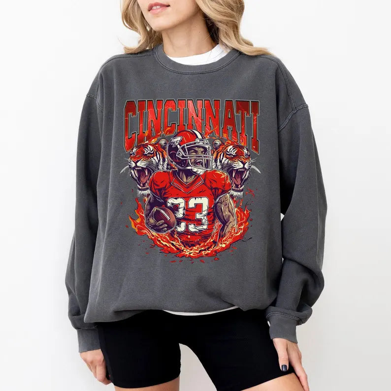 Cincinnati Graphic Football Sweatshirt, Vintage Cincinnati Football Shirt, Cincinnati Shirt, Football Shirt, Cincinnati Fans Gift Tee