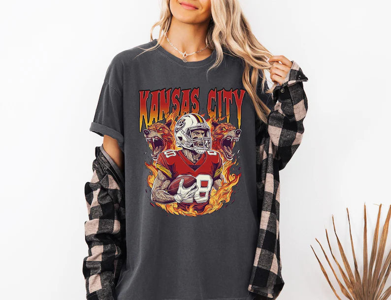 Kansas City Graphic Football Sweatshirt, Vintage Kansas City Football Shirt, Kansas City Shirt, Football Shirt, Kansas City Fans Gift Tee