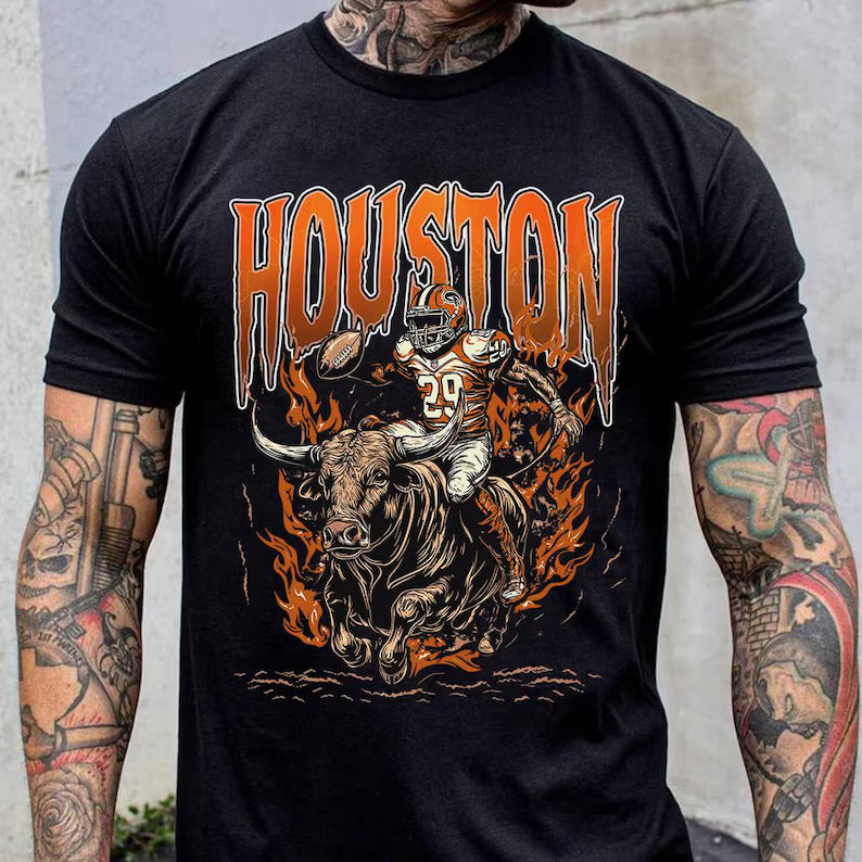 Houston Graphic Football Sweatshirt, Vintage Houston Football Shirt, Houston Shirt, Football Shirt, Houston Fans Gift Tee