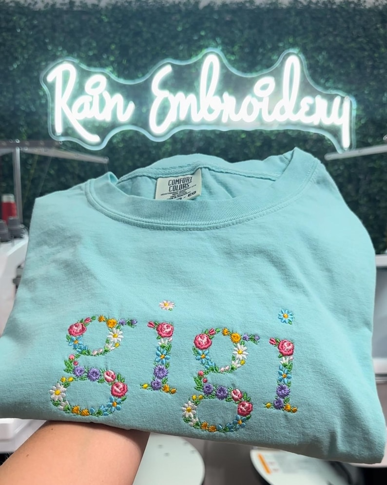 Embroidered Floral T Shirt / Mama / Grandma / Abuela / Personalized Mother’s Day Gifts / Embroidered Gifts / Floral Alphabet Embroidery