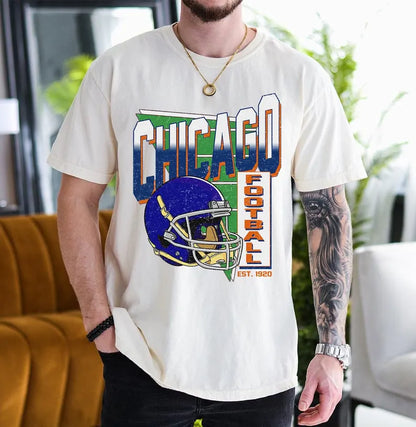 Chicago Retro 90s Style Football Sweatshirt, Game Day Shirt, Chicago Football Shirt, Sunday Football Shirt, Chicago Crewneck Tee