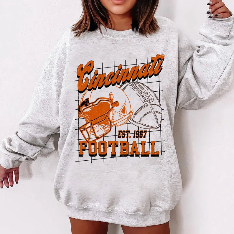 Cincinnati Shirt For Him, Vintage Cincinnati Football Sweatshirt, Cincinnati Football Retro Gift, Cincinnati Gift For Her, Cincinnati Team