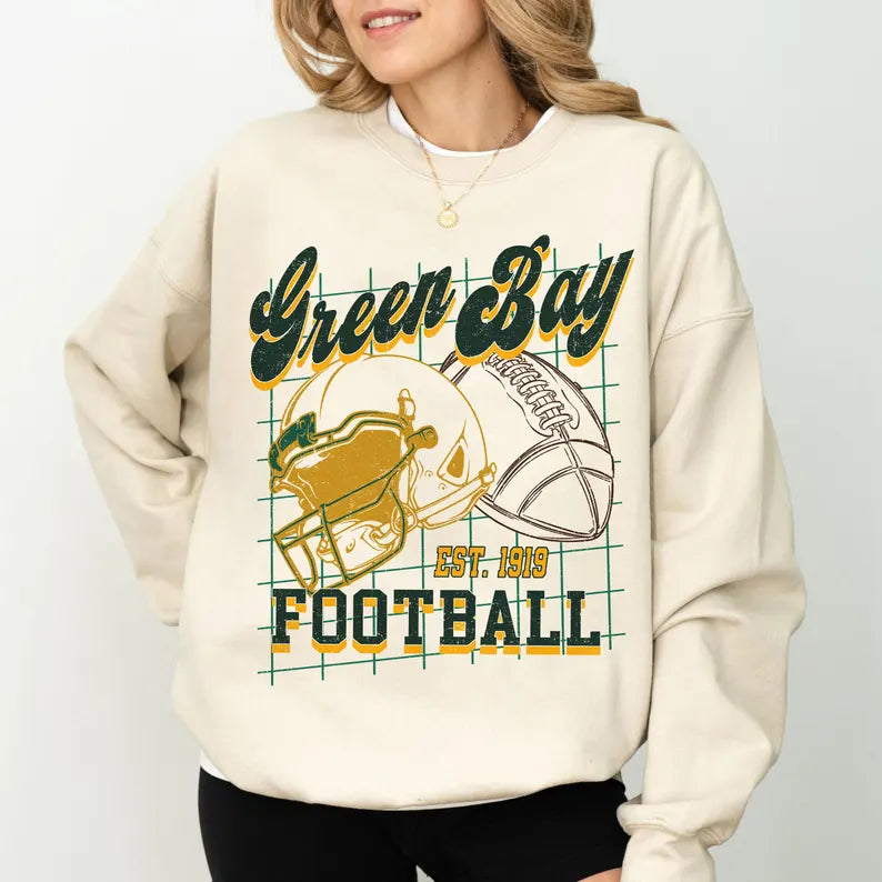 Green Bay Football Shirt For Him, Vintage Green Bay Football Sweatshirt, Green Bay Football Retro Gift, Green Bay Gift For Her, Green Bay Team