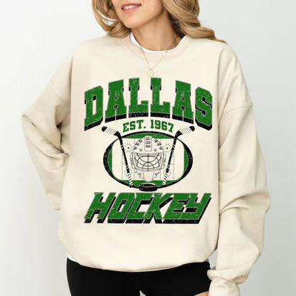 Dallas Hockey Football Sweatshirt, Hockey Team Shirt, Dallas NHL Shirt, Gameday Sweatshirt, Retro Dallas Hockey Fan Shirt, Hockey Mom