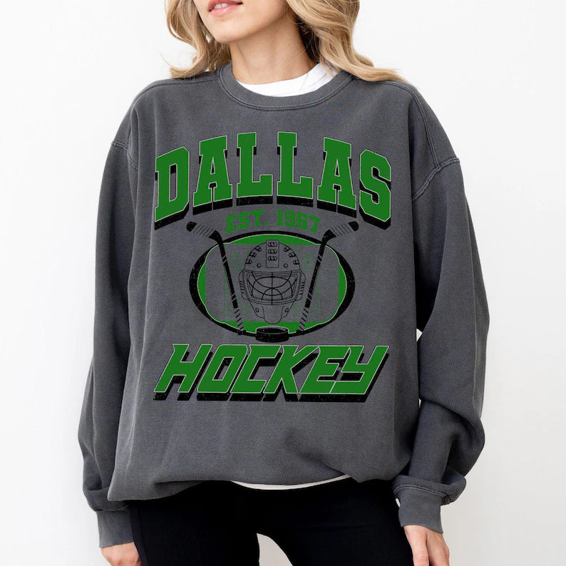 Dallas Hockey Football Sweatshirt, Hockey Team Shirt, Dallas NHL Shirt, Gameday Sweatshirt, Retro Dallas Hockey Fan Shirt, Hockey Mom