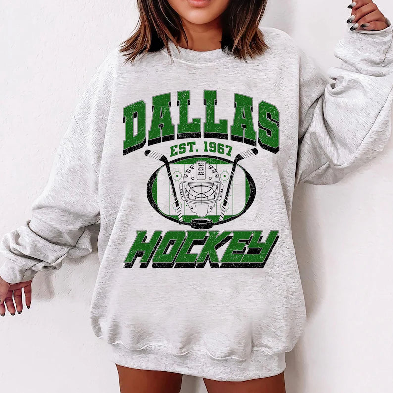 Dallas Hockey Football Sweatshirt, Hockey Team Shirt, Dallas NHL Shirt, Gameday Sweatshirt, Retro Dallas Hockey Fan Shirt, Hockey Mom