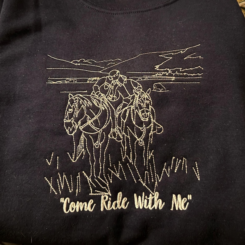 Horse Embroidered Crewneck Sweatshirt - Custom Pet Portrait Sweatshirt - Pet and Owner Shirt - Horse Portrait Shirt - Horse Lover Gift