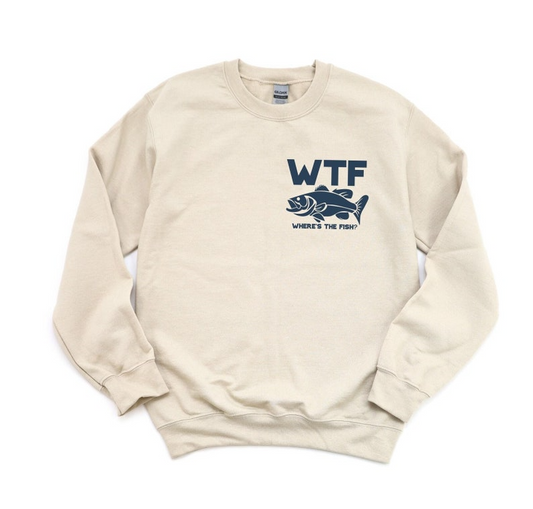 Funny WTF Where Is The Fish Pocket Sweatshirt, Minimalist Fishing Sweatshirt, Fisherman Gifts, Fathers Day Gifts, Present for Fisherman Gift