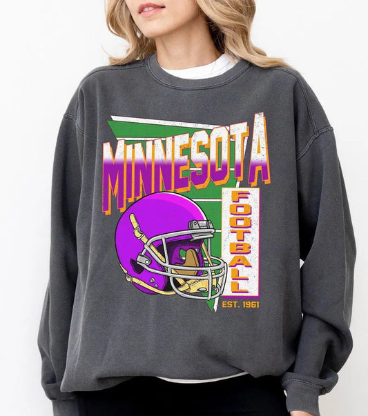 Minnesota Retro 90s Style Football Sweatshirt, Game Day Shirt, Minnesota Football Shirt, Sunday Football Shirt, Minnesota Crewneck Tee