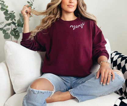 Custom Mimi Sweatshirt with Kids Names on Sleeve, Mimi Sweatshirt, Mimi Gift from Grandkids, Grandma Hoodie, Pregnancy Reveal Sweater