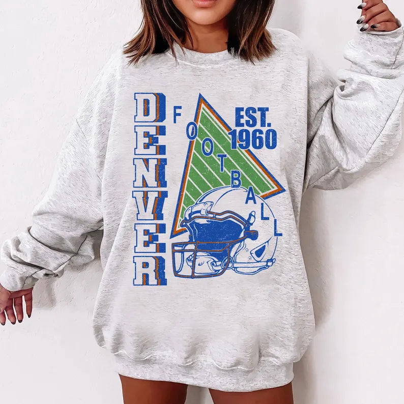 Denver Vintage Style Football Sweatshirt, Denver Football Crewneck, Denver Football T-shirt, Denver Fan Gifts Tee