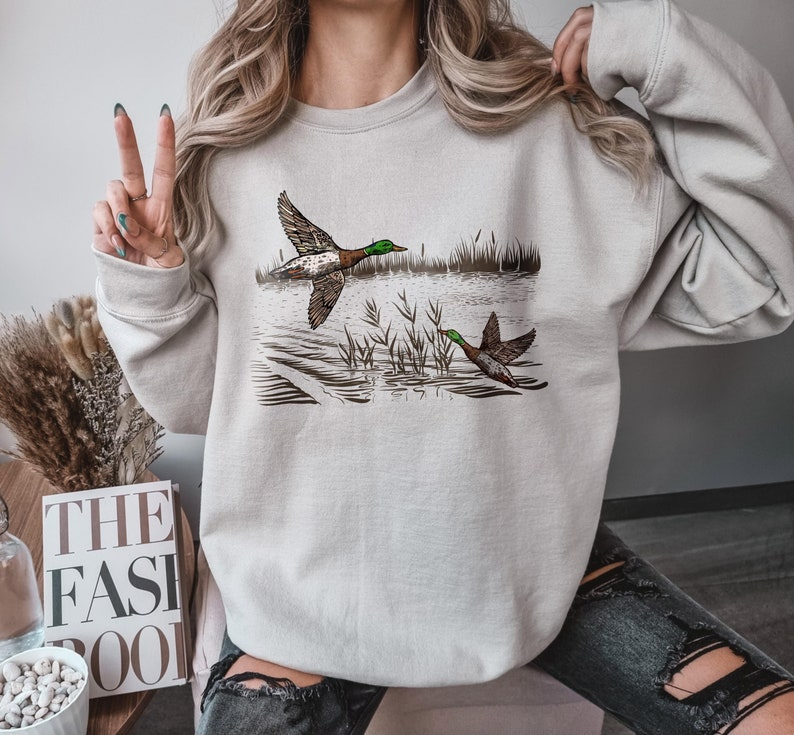 Retro Mallard Ducks Fall Sweatshirt, 90s Waterfowl Duck Outfit, Vintage Duck Shirt, Animal Lover Shirt, Vintage Fall Hoodie, Cute Fall Shirt