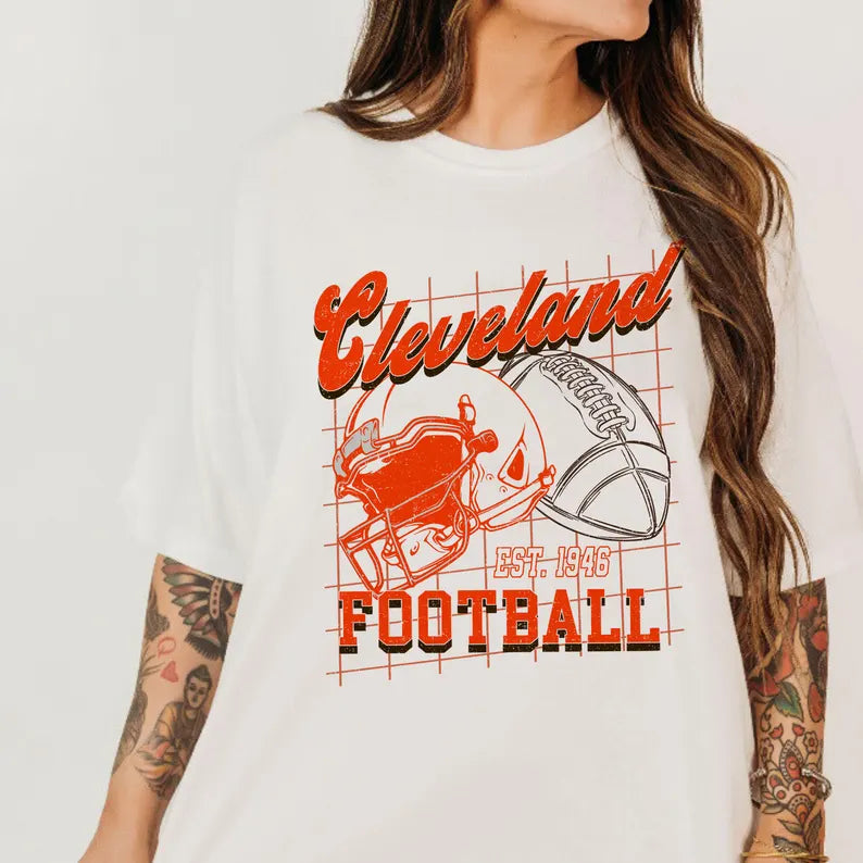 Cleveland Football Shirt For Him, Vintage Cleveland Football Sweatshirt, Cleveland Football Retro Gift, Cleveland Gift For Her, Cleveland Team