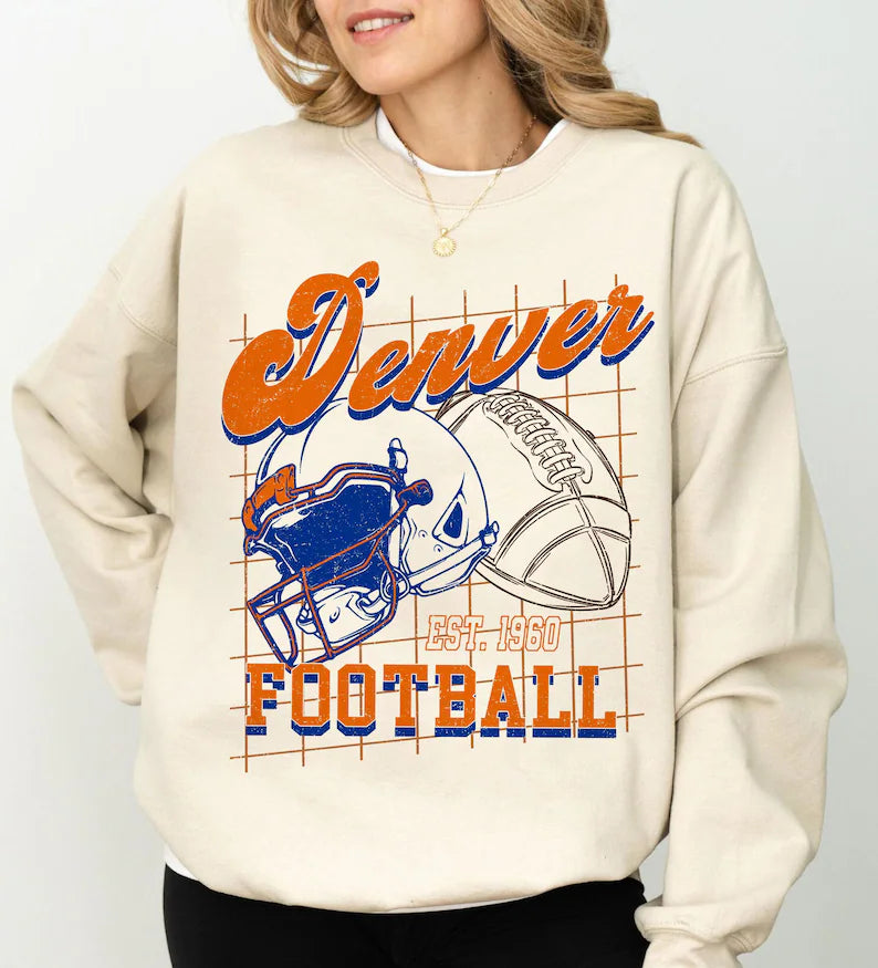 Denver Football Shirt For Him, Vintage Denver Football Sweatshirt, Denver Football Retro Gift, Denver Gift For Her, Denver Football Team