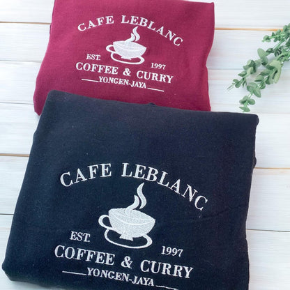 Embroidered Cafe Leblanc Sweatshirt | Coffee Lover Gift | Coffee & Curry Embroidery Shirt | Personalized Gift For Friend | Christmas Gift