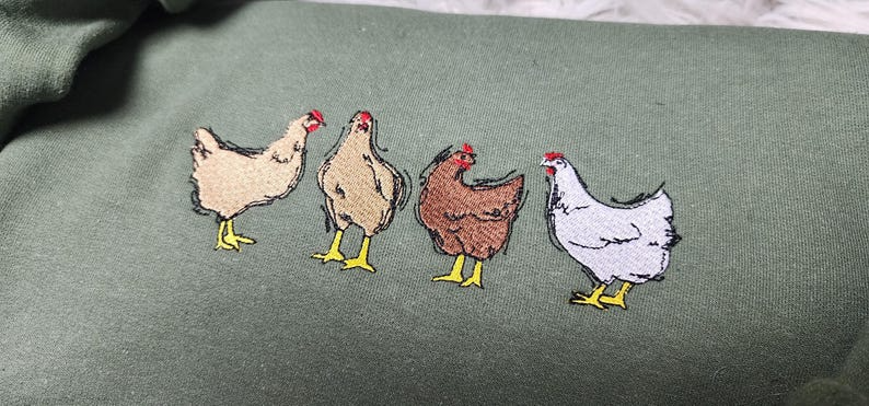 Farm Chickens Embroidered Crewneck - Cute Chickens Crewneck - Chicken Mama Shirt - Farmers Market - T-Shirt - Sweatshirt - Hoodie