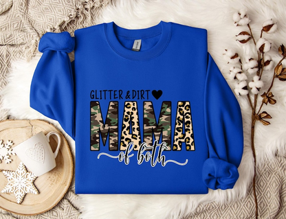 Glitter and Dirt Mama Sweatshirt, Leopard Print Mom Hoodie, Cute Mom of Both Sweatshirt, Funny Leopard Mama Hoodie, Mom Gift for Her