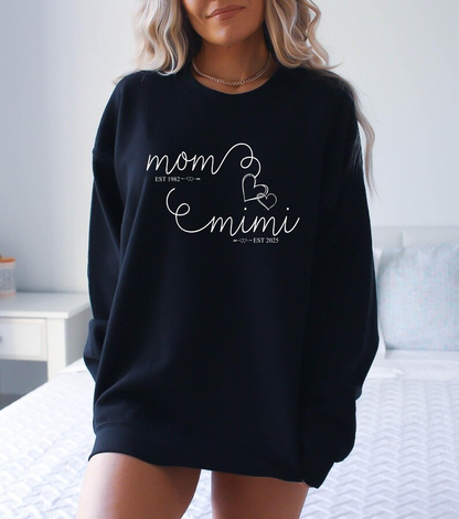 Mom Mimi Sweatshirt, Custom Est. Mimi Sweater, Mimi Birthday Gift for New Mimi, Mothers Day Gift for Mimi Sweater, New Mama Gift