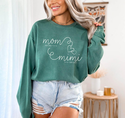 Mom Mimi Sweatshirt, Custom Est. Mimi Sweater, Mimi Birthday Gift for New Mimi, Mothers Day Gift for Mimi Sweater, New Mama Gift