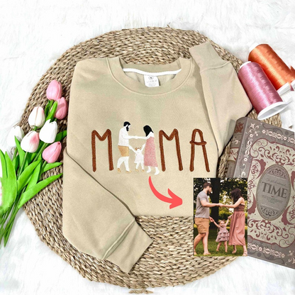 MAMA Sweatshirt Embroidered | Custom photo Sweater for Mother's day | Gift for Mum Sweatshirt | Mother's Day Present | Gift for Mom