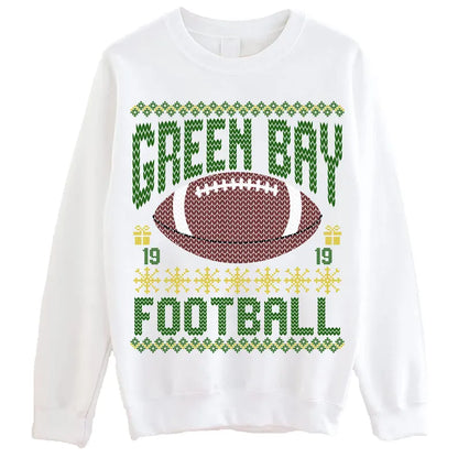 Green Bay Ugly Christmas Football Sweatshirt, Football Shirt, Christmas Gift Tee, Festive Football Crewneck, Holiday Winter, Green Bay Football Fan